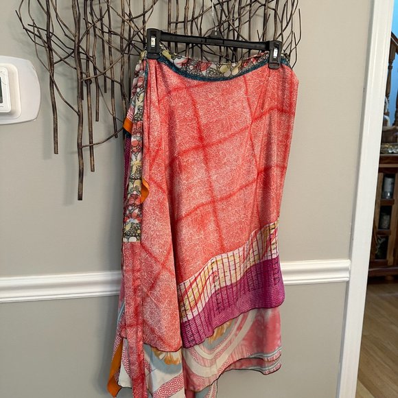 Silk Skirt, Tie Skirt, Bohemian style - Picture 6 of 7